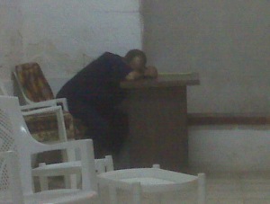 Sleepy: our gun wielding delusional narcoleptic security guard at TEFL in Agami. 